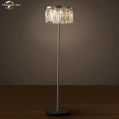 Industrial Crystal Led Floor Lamp Black Chrome