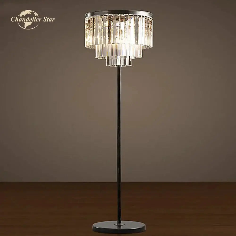 Industrial Crystal Led Floor Lamp Black Chrome