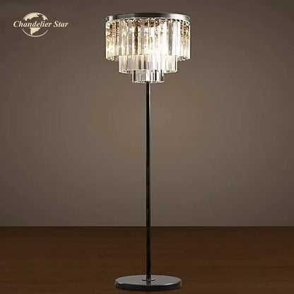 Industrial Crystal Led Floor Lamp Black Chrome