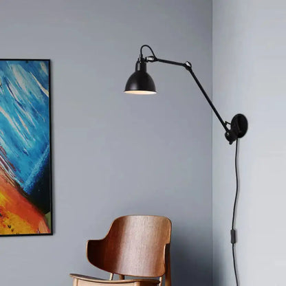 Black industrial wall lamp with adjustable arm, LED sconce for bedroom on Tampa Home & Garden Store