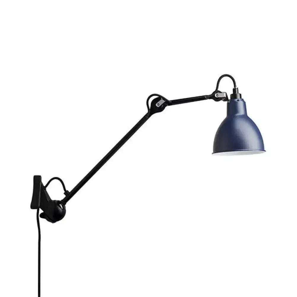 Industrial wall lamp with adjustable black arm and blue shade, bedroom LED sconce on Tampa Home & Garden Store