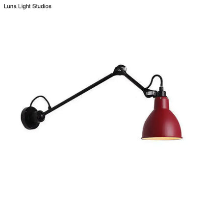 Industrial wall lamp with red shade and black articulated arm wall sconce on Tampa Home & Garden Store