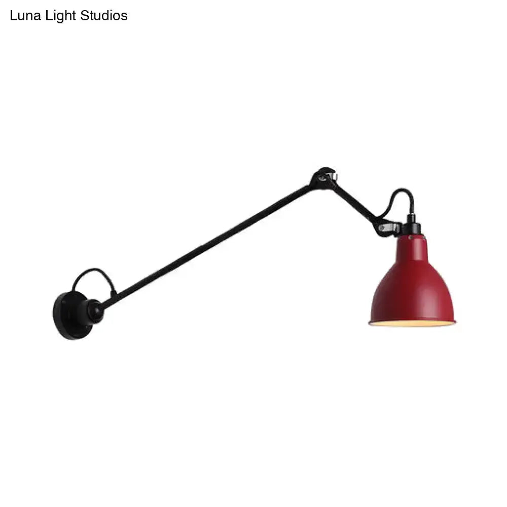 Industrial lime green & black wall lamp – bedroom LED sconce with black arm and red shade on Tampa Home & Garden Store