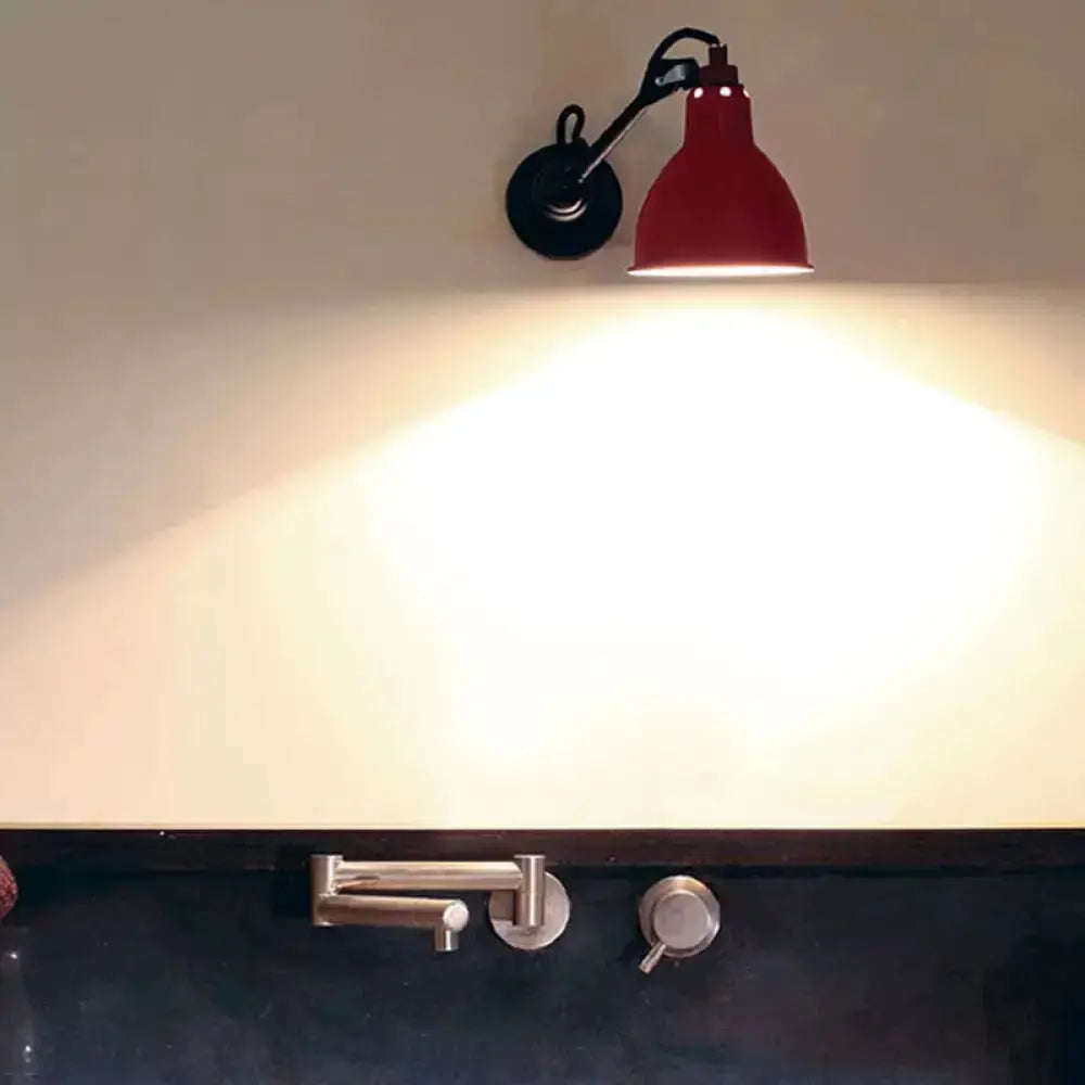 Decorbites red industrial wall lamp with black mount LED bedroom sconce on Tampa Home & Garden Store