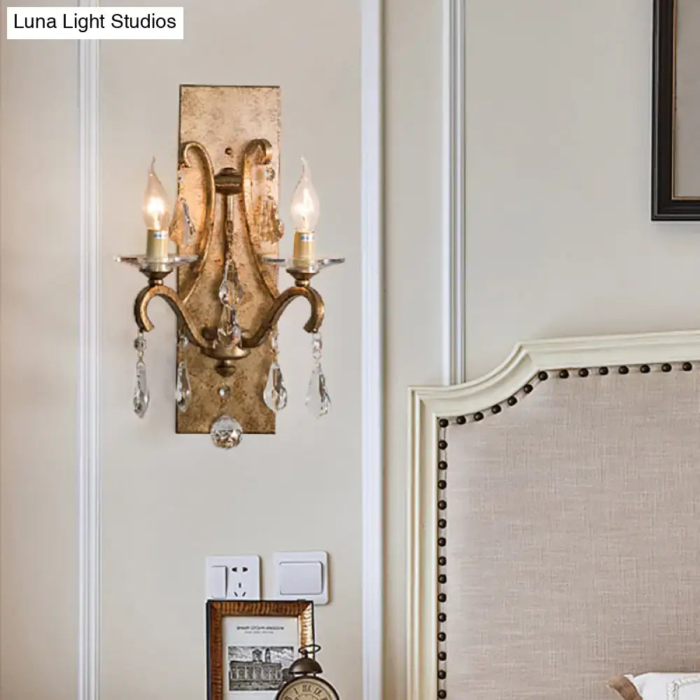 Rust iron crystal teardrop wall sconce, Decorbites, candle-style with prisms, Home & Garden on Tampa Home & Garden Store