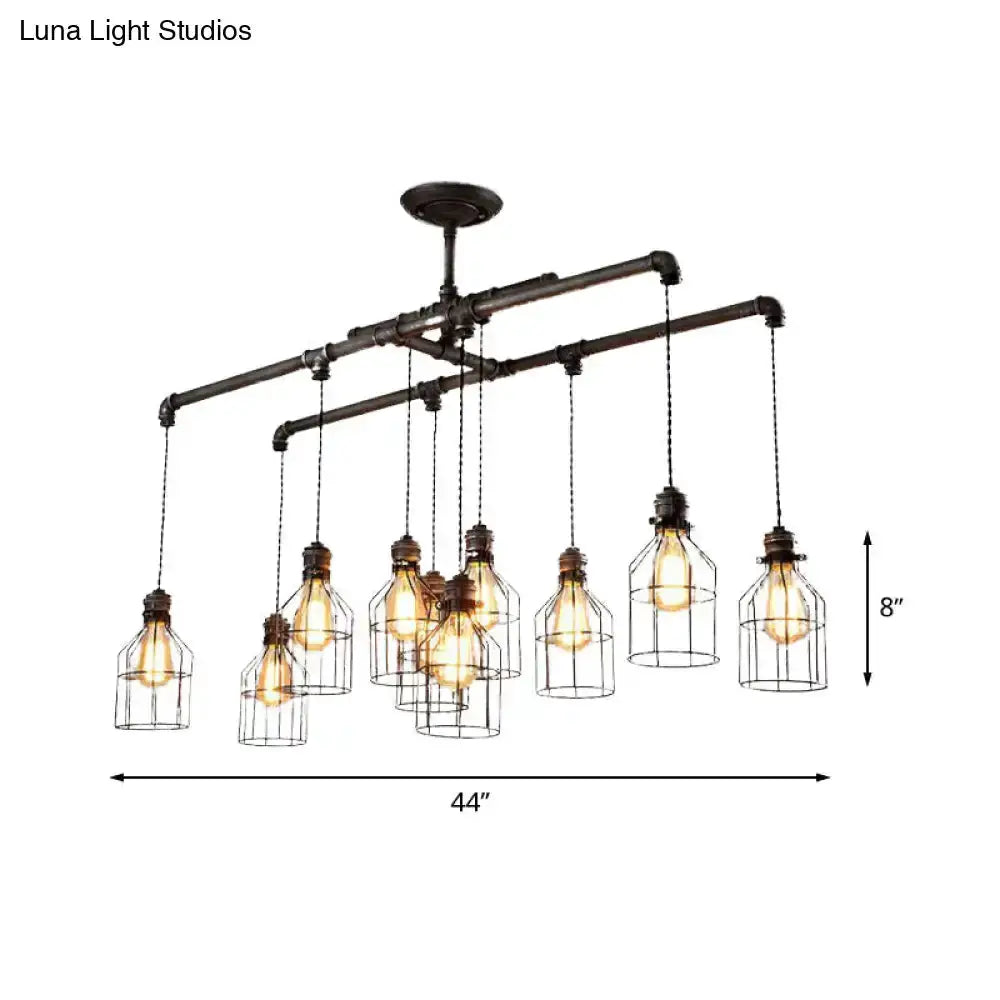Industrial cage aged silver chandelier with wire cages and Edison bulbs Decorbites on Tampa Home & Garden Store