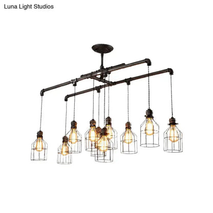 Industrial cage aged silver chandelier dining room pendant light by Decorbites with wire cages on Tampa Home & Garden Store