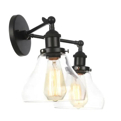 Decorbites industrial vintage black LED wall lamp glass sconce with dual bulbs on Tampa Home & Garden Store