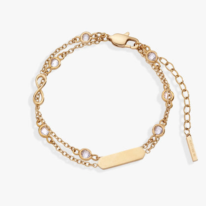 Infinity Chain Double Strand Bracelet by ALEX AND ANI, gold-tone with crystal bezel accents on Tampa Home & Garden Store
