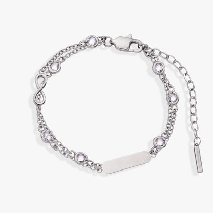 Infinity Chain Double Strand Bracelet by ALEX AND ANI, silver chain with crystal accents on Tampa Home & Garden Store