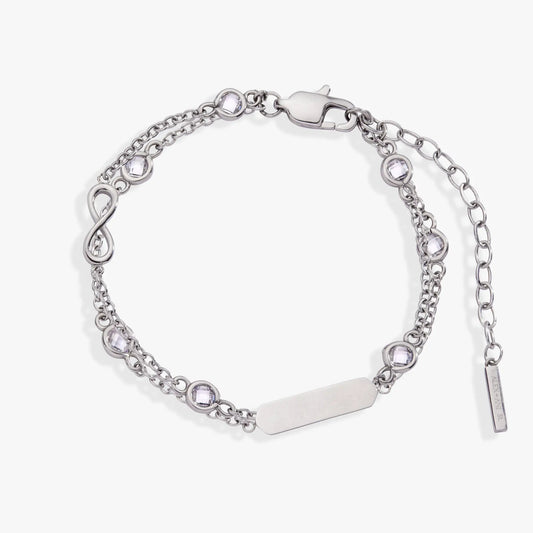 Infinity Chain Double Strand Bracelet by ALEX AND ANI, silver chain with crystal accents on Tampa Home & Garden Store