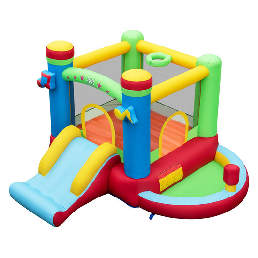 Inflatable Bounce House Kids Music-Themed Castle Sound Interaction Inflatable Bouncer without Blower - Tampa Home & Garden Store