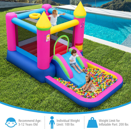 Inflatable Bounce House 4-in-1 Kids Princess-themed Bouncer Blow-up Bouncy Castle - Tampa Home & Garden Store