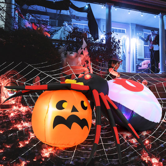 4.9 x 4.6 Feet Inflatable Spider with Pumpkin and Rotating Light - Tampa Home & Garden Store