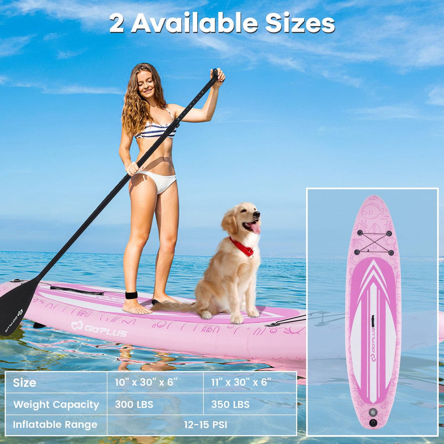 Inflatable Stand up Paddle Board iSUP Board Accessories with 3 Fins and Backpack