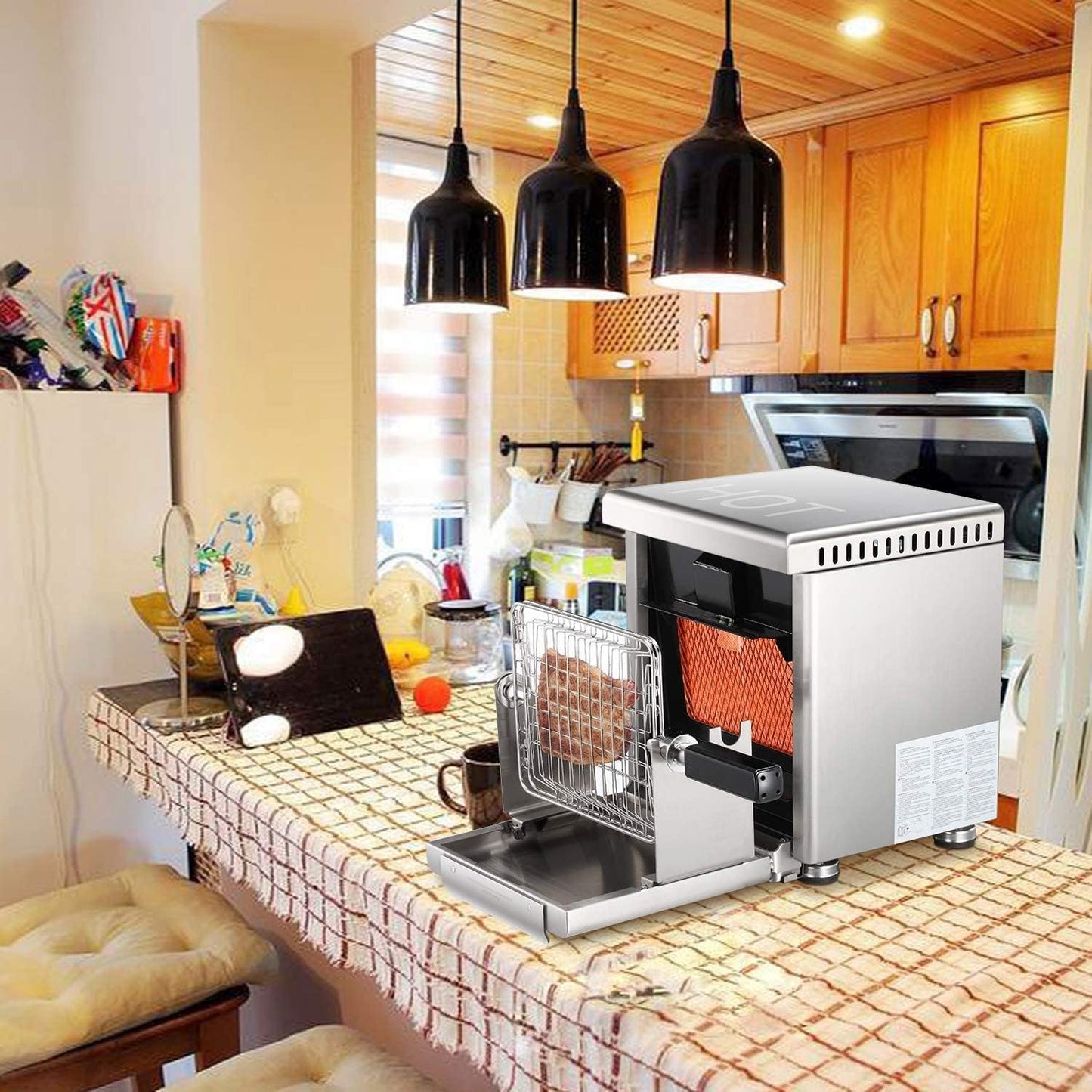 Parrilla de gas propano infrarroja de sobremesa, pequeña, de acero inoxidable, GB5916 