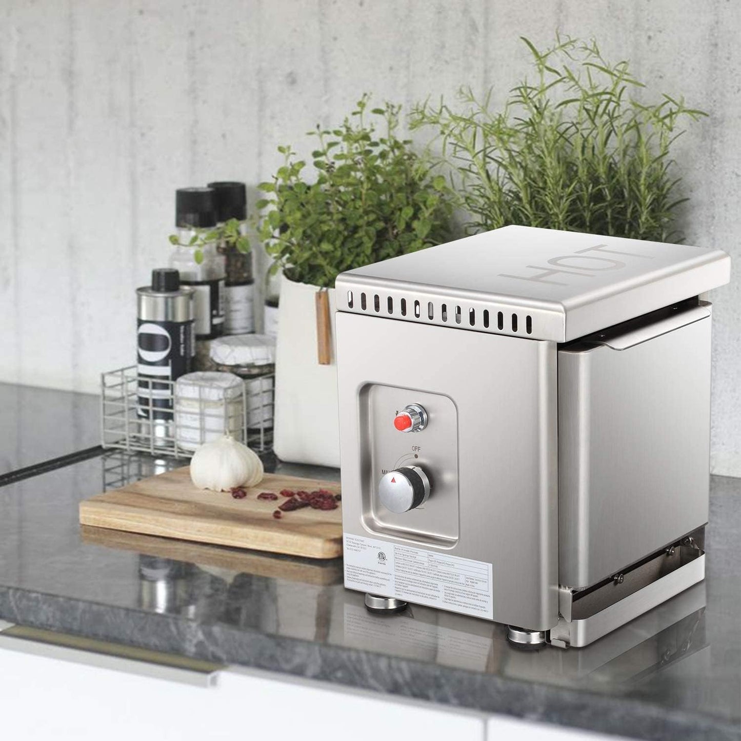 Parrilla de gas propano infrarroja de sobremesa, pequeña, de acero inoxidable, GB5916 