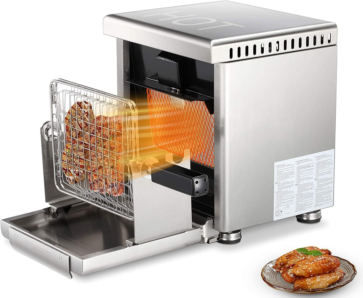 Parrilla de gas propano infrarroja de sobremesa, pequeña, de acero inoxidable, GB5916 