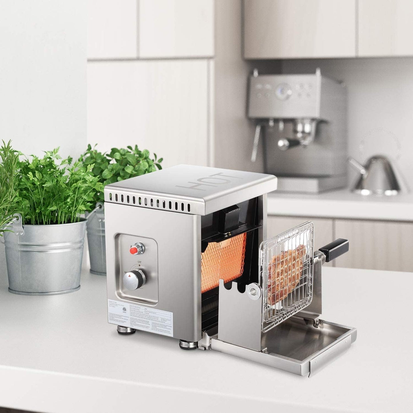 Parrilla de gas propano infrarroja de sobremesa, pequeña, de acero inoxidable, GB5916 