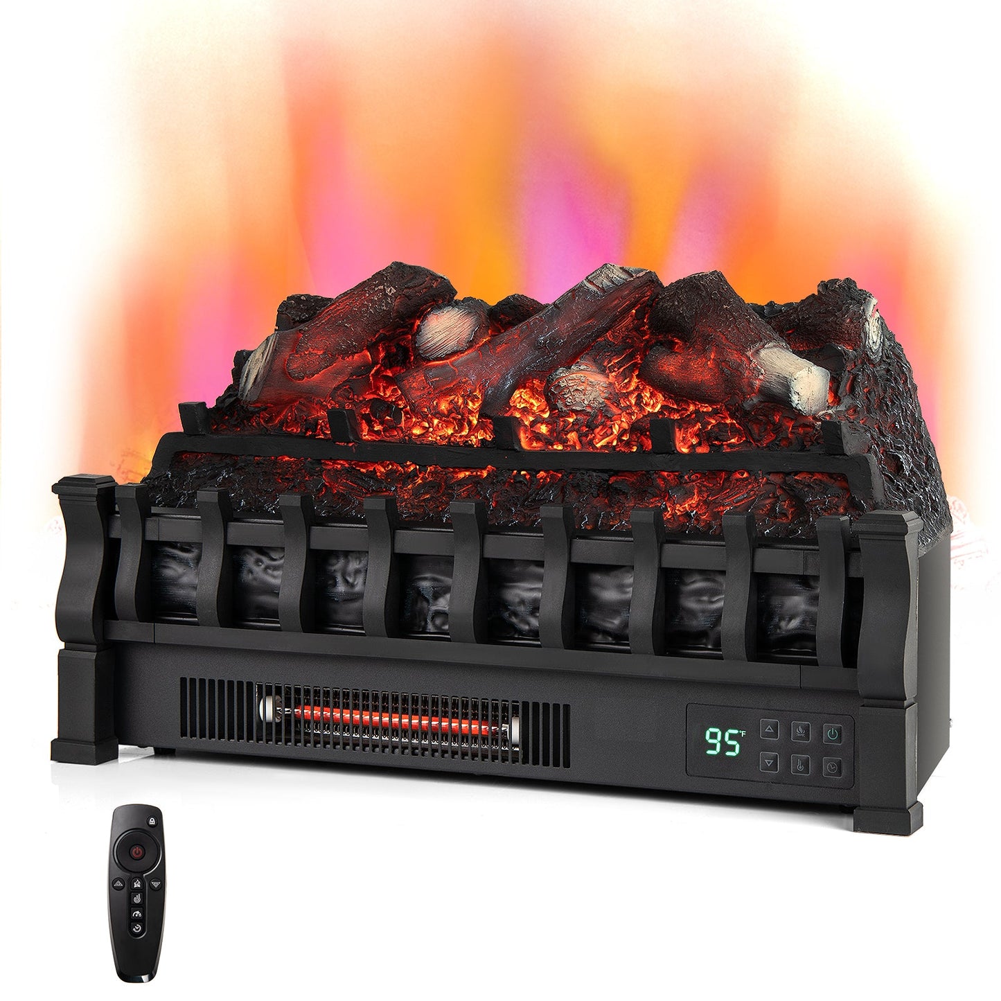 Infrared quartz electric fireplace by DirectDeals black with 3D flame colors and remote on Tampa Home & Garden Store