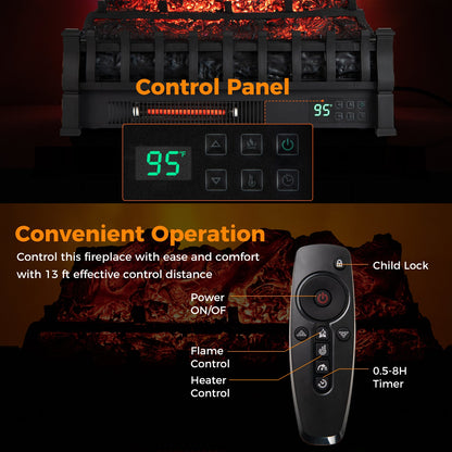 Electric fireplace control panel and remote in black with 95°F display and adjustable 3D flame color DirectDeals on Tampa Home & Garden Store