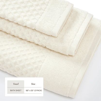 Cotton Diamond Waffle Weave Bath Towel Set