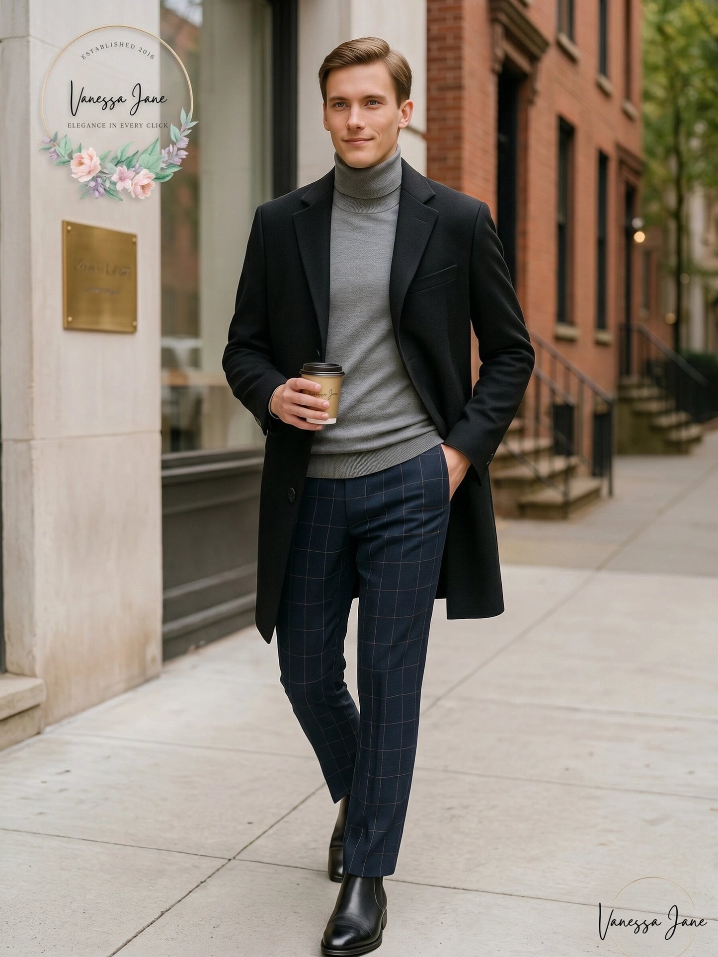 Calvin Klein Mens Malibu Slim Black Overcoat