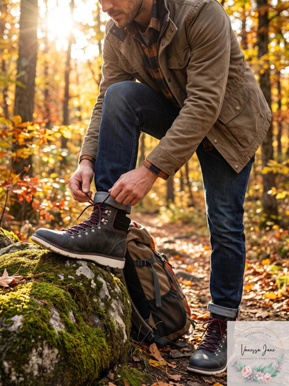 Mens Casino Lace-Up Chukka Boots in dark leather with burgundy laces Vanessa Jane new with box on Tampa Home & Garden Store