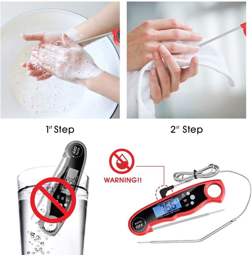 Stevvex instant read meat thermometer red digital 2-in-1 kitchen BBQ thermometer waterproof on Tampa Home & Garden Store