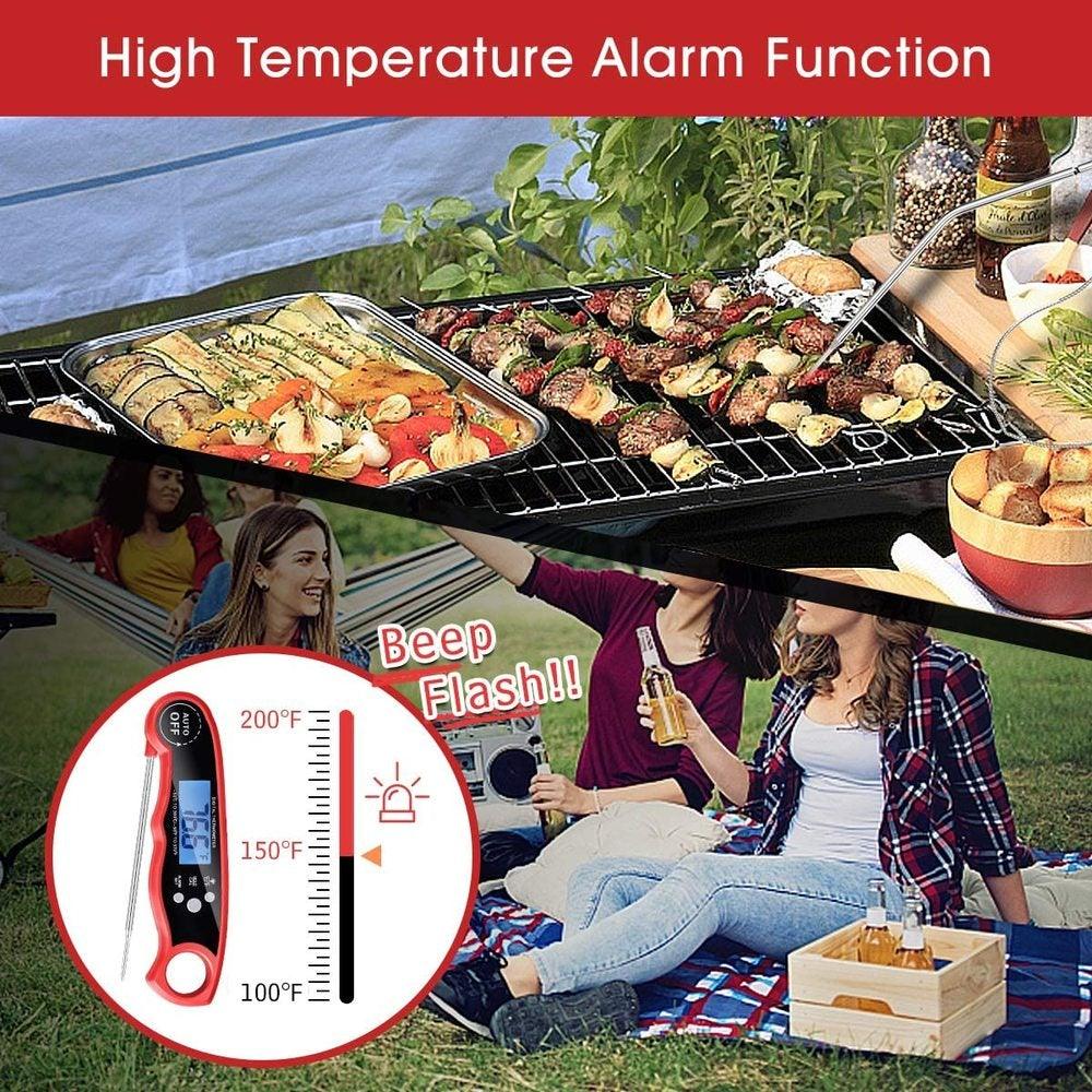 Stevvex Instant Read Meat Thermometer, red/black digital 2-in-1 grilling oven-safe thermometer on Tampa Home & Garden Store