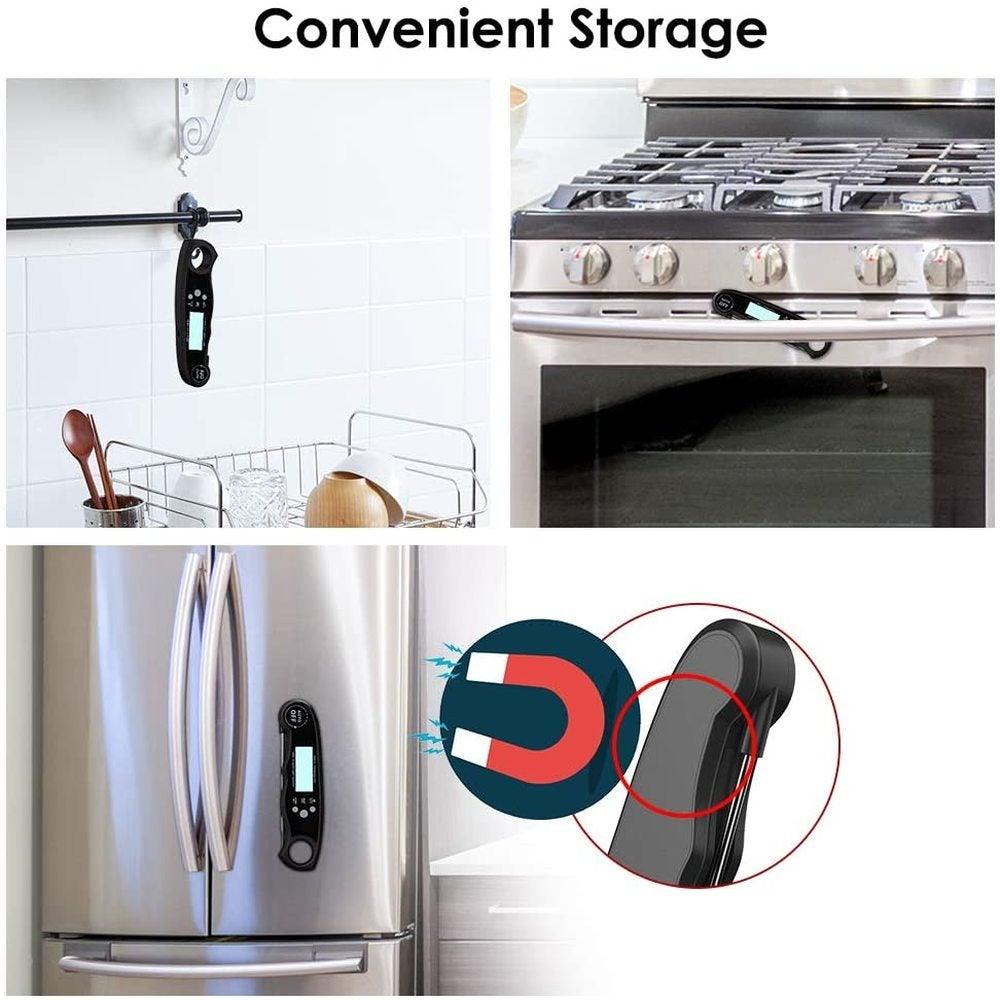 Stevvex instant read digital meat thermometer, black handheld with LCD display, 2-in-1 waterproof kitchen & BBQ thermometer on Tampa Home & Garden Store