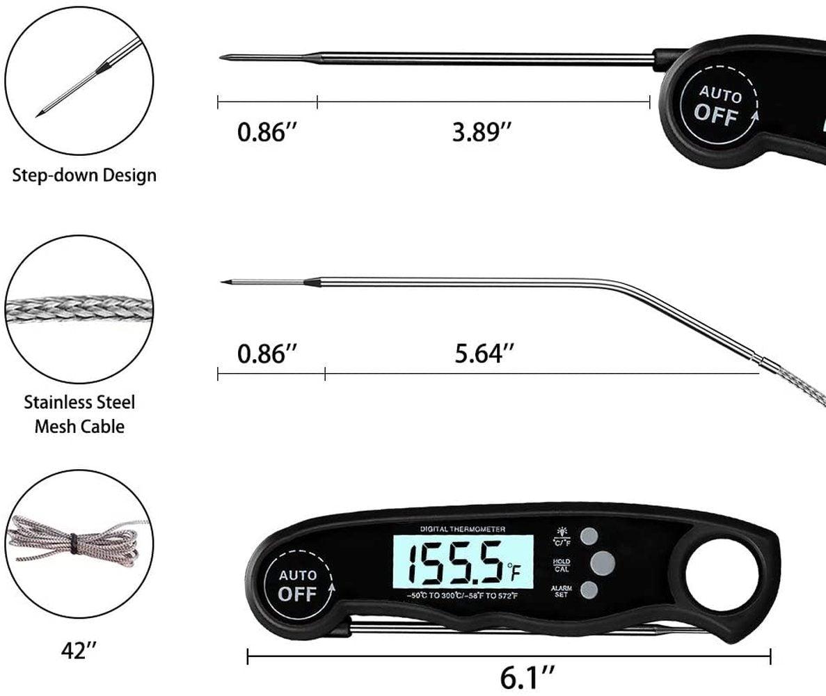 Instant Read Meat Thermometer Stevvex with stainless probe and 42in cable, digital readout on Tampa Home & Garden Store