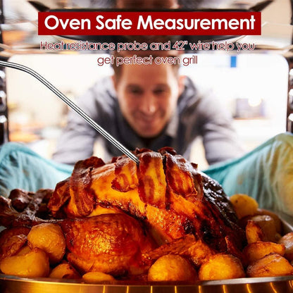 Stevvex instant read meat thermometer product shot of a roasted turkey with bacon and potatoes on Tampa Home & Garden Store
