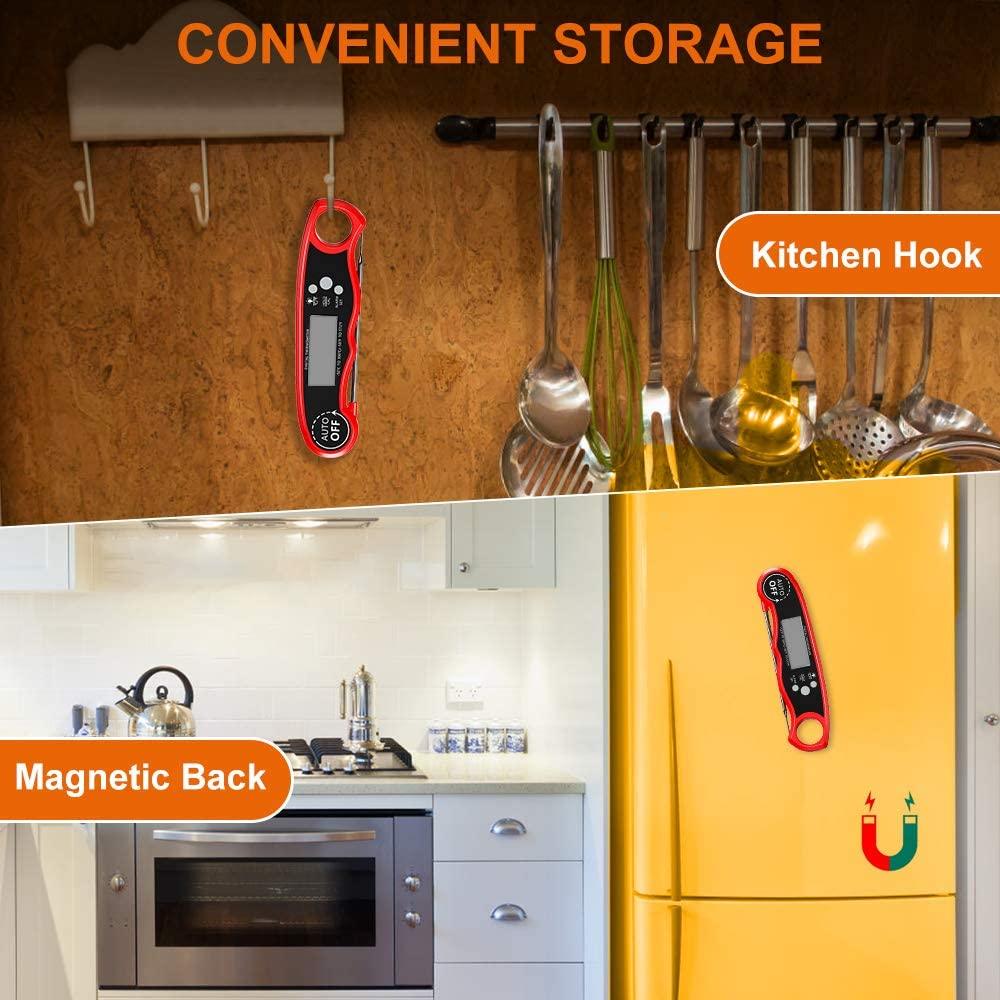 Instant Read Meat Thermometer Stevvex red 2-in-1 kitchen BBQ thermometer with magnetic back on Tampa Home & Garden Store