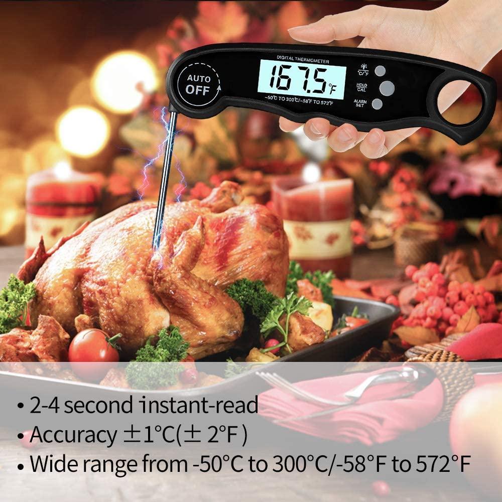 Stevvex Instant Read Meat Thermometer, black 2-in-1 digital thermometer used on turkey on Tampa Home & Garden Store