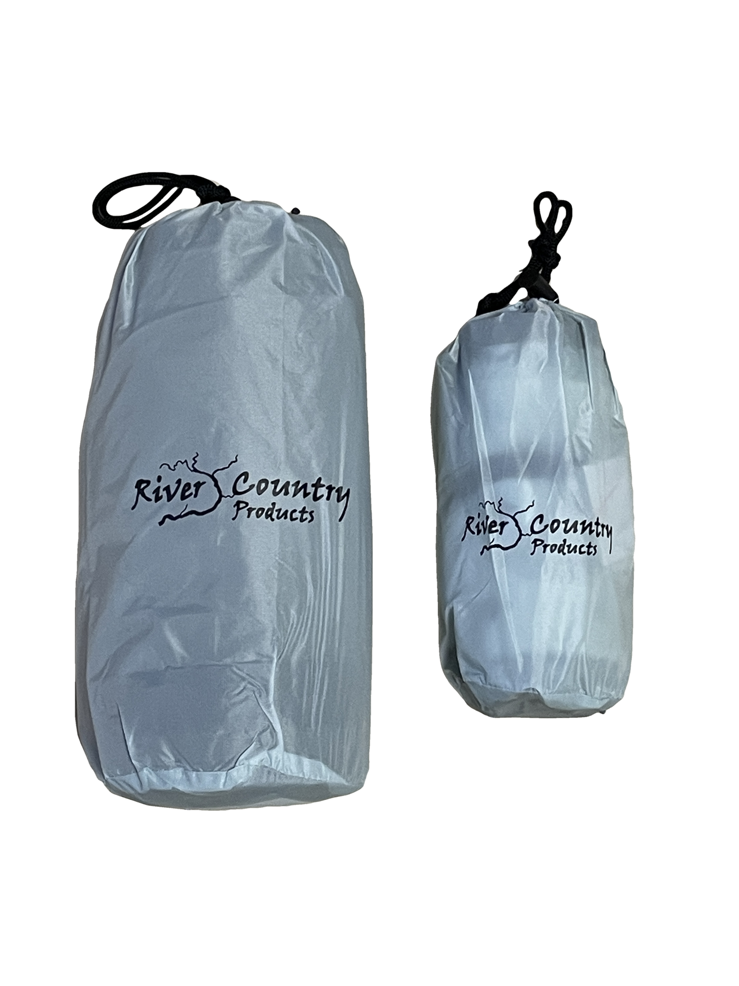 Inflating Sleeping Pad Combo Set in gray stuff sacks with River Country Products logo two pads on Tampa Home & Garden Store