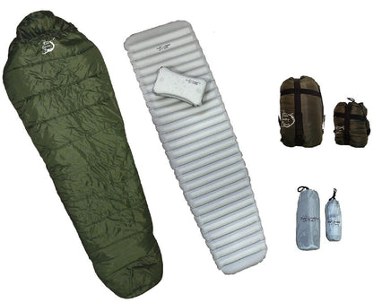 Sleeping Pad Pillow Combo Set River Country Gear olive green pad and gray inflatable pad on Tampa Home & Garden Store