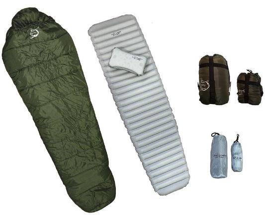 Sleeping Pad Pillow Combo Set River Country Gear olive green pad and gray inflatable pad on Tampa Home & Garden Store