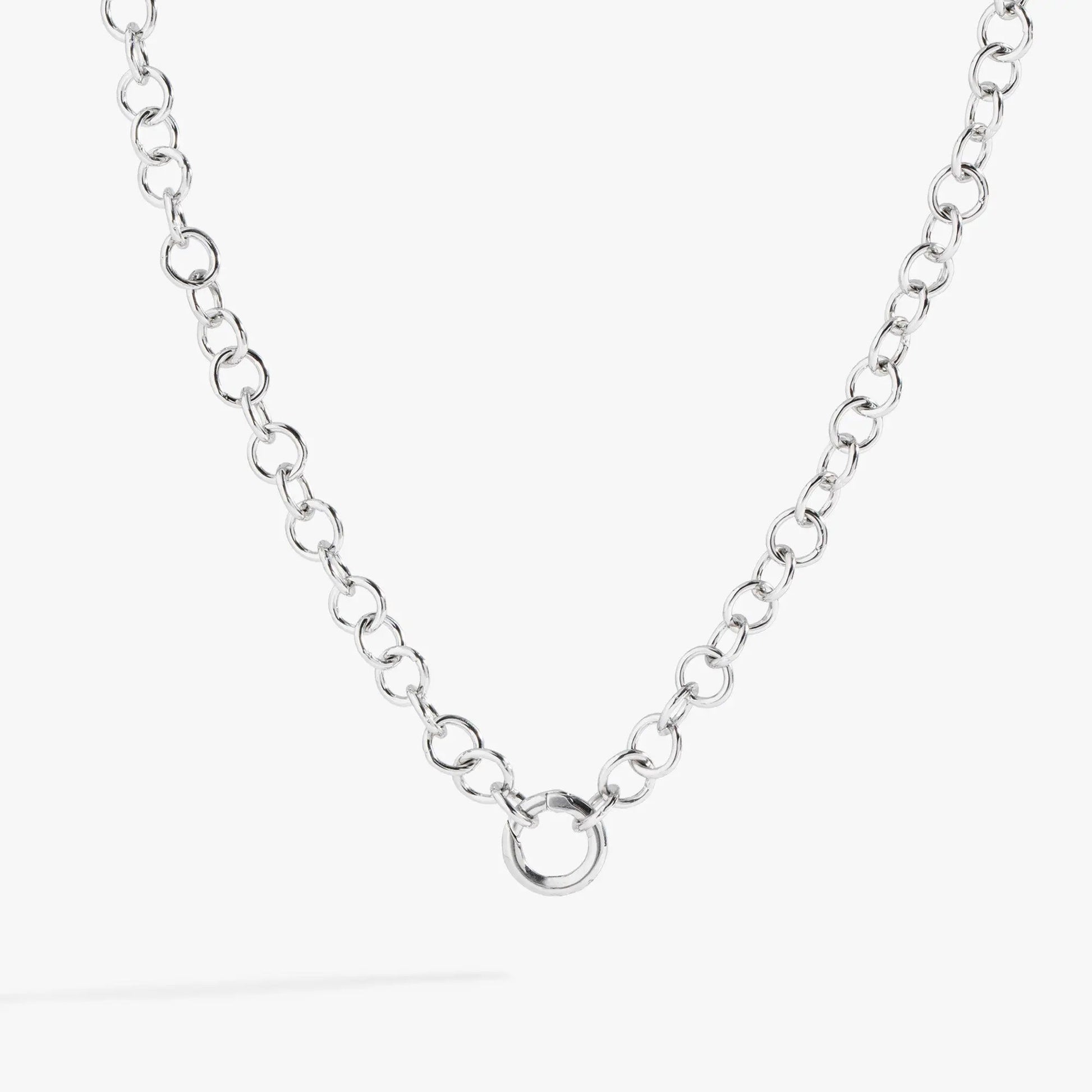 Y Necklace Interchangeable Base by Alex and Ani, silver chain with large circular links on Tampa Home & Garden Store