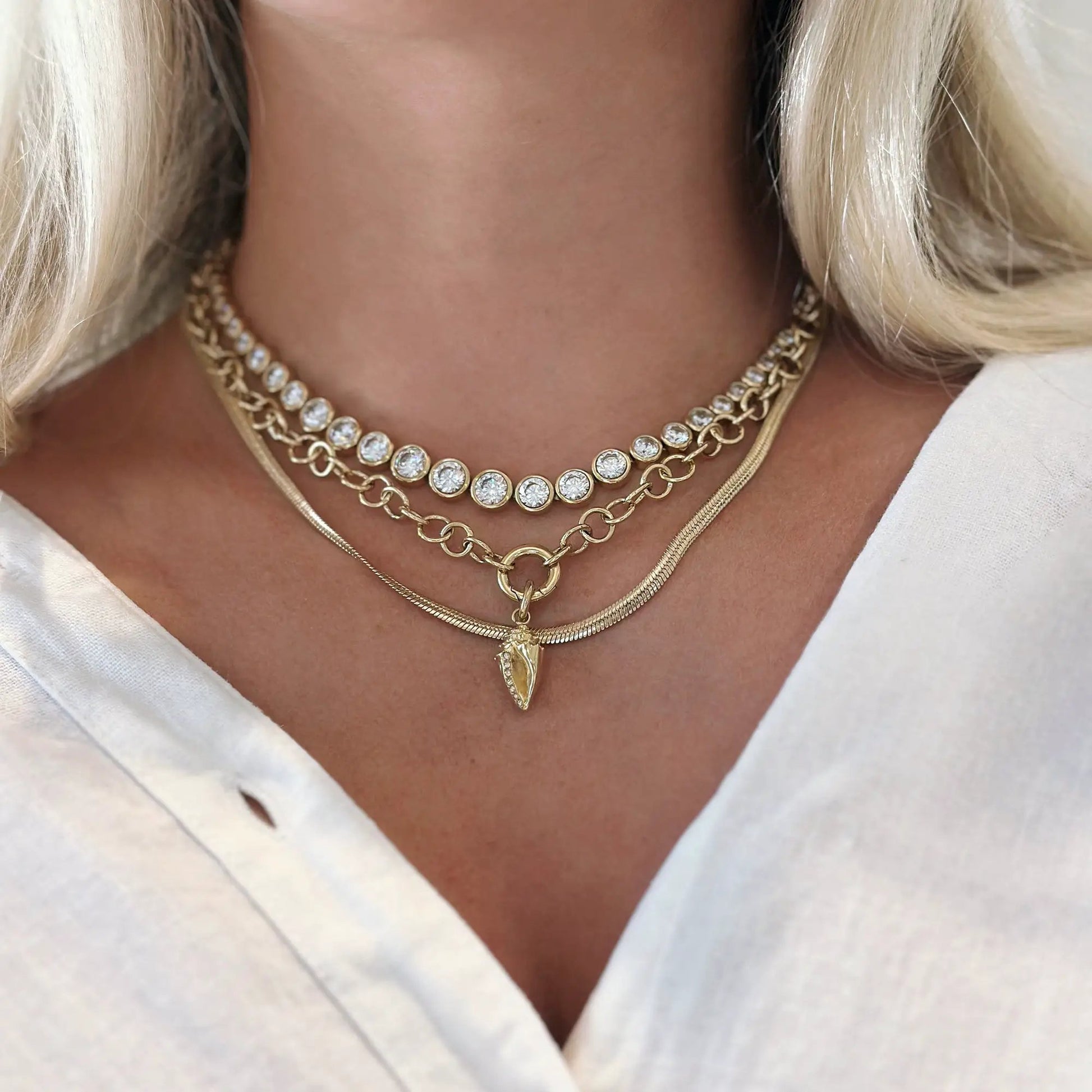 Y Necklace Interchangeable Base gold-tone layered necklace with crystal stations by ALEX AND ANI on Tampa Home & Garden Store