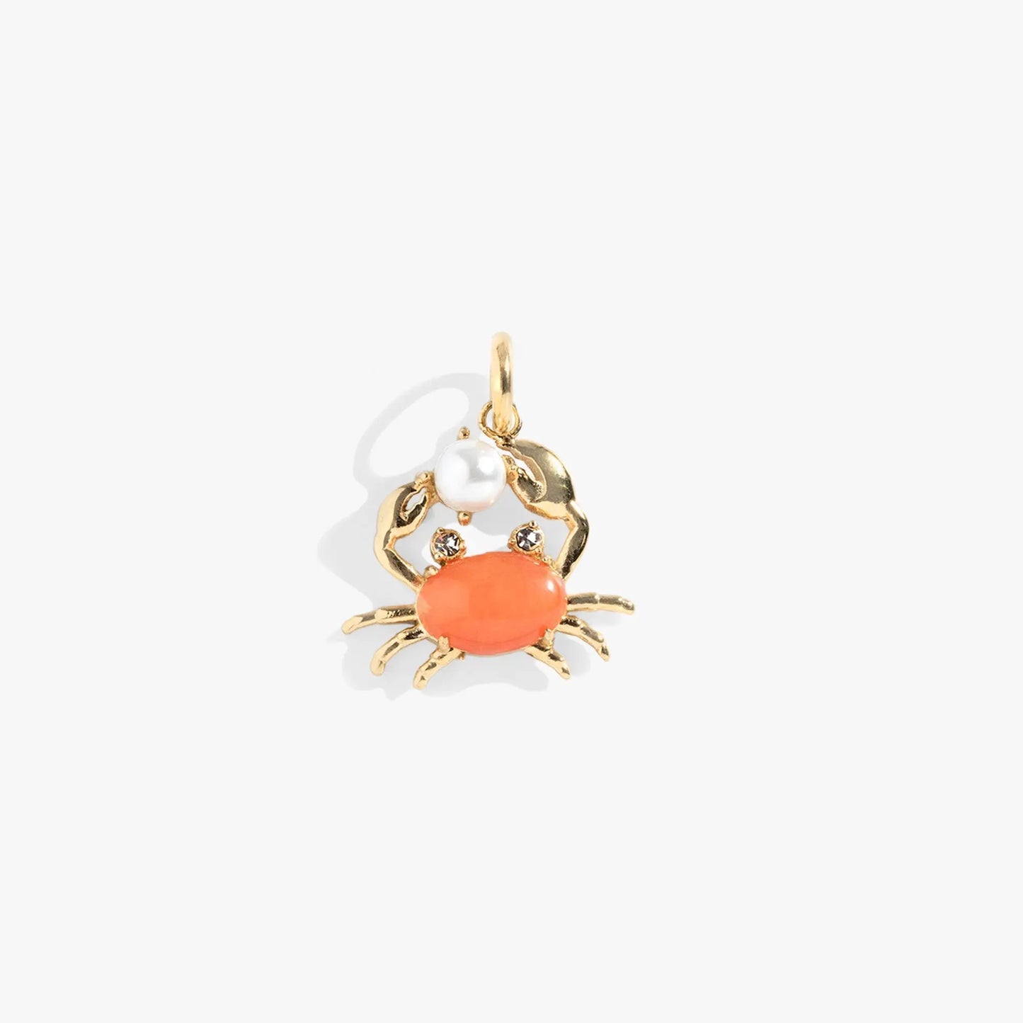 Crab Interchangeable Charm by Alex and Ani; gold-tone metal with orange cabochon pearl on Tampa Home & Garden Store