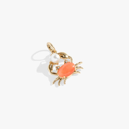 Crab Interchangeable Charm gold-tone with orange gemstone body and white pearl eye, Alex and Ani on Tampa Home & Garden Store