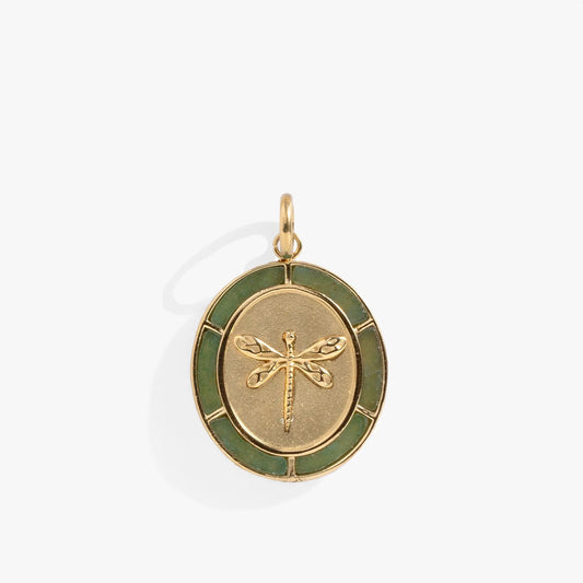 Dragonfly Interchangeable Charm pendant by ALEX AND ANI, gold-tone with green enamel ring on Tampa Home & Garden Store