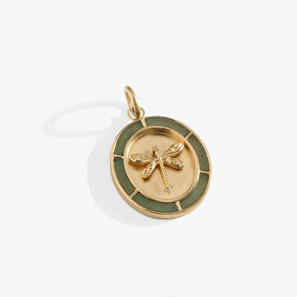 Dragonfly Interchangeable Charm With Green Jade