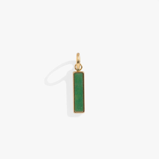 Green aventurine gemstone interchangeable bar charm in gold-tone setting on Tampa Home & Garden Store