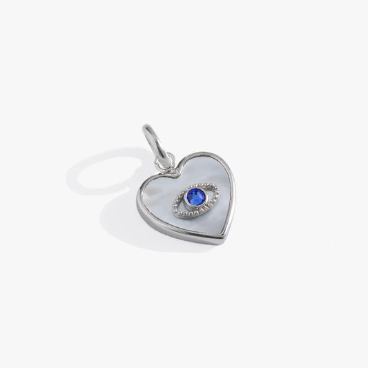 Evil Eye Heart Interchangeable Charm by Alex Ani, silver heart with blue center gem on Tampa Home & Garden Store