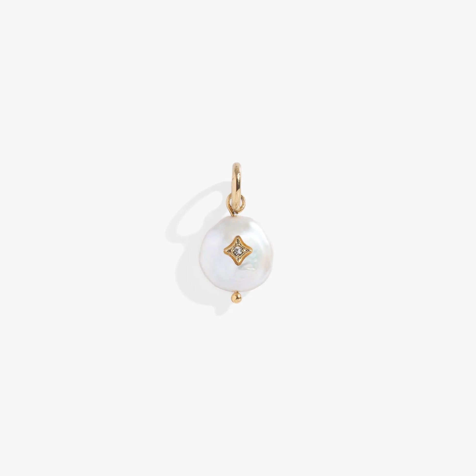 Pearl Interchangeable Charm by ALEX AND ANI, gold-tone pendant with pearl drop and star accent. on Tampa Home & Garden Store