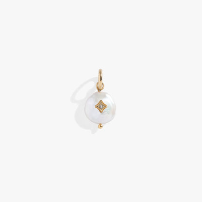 Pearl Interchangeable Charm by ALEX AND ANI, gold-tone pendant with pearl drop and star accent. on Tampa Home & Garden Store