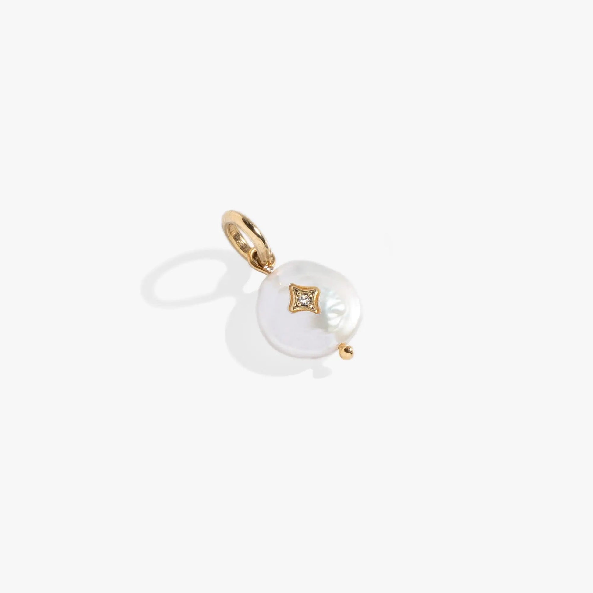 Pearl Interchangeable Charm pendant with white pearl accent in gold-tone metal by ALEX AND ANI on Tampa Home & Garden Store