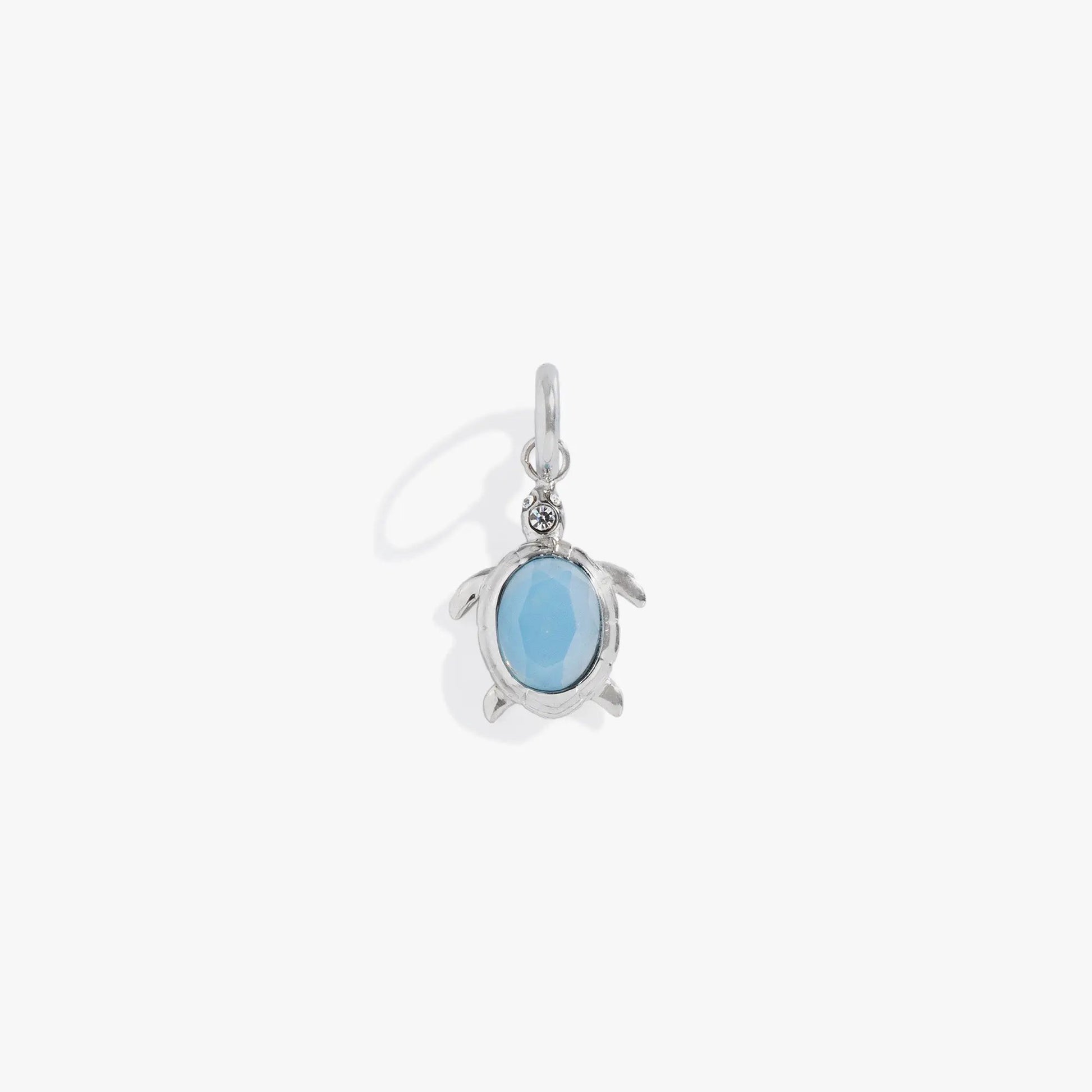 Sea Turtle Interchangeable Charm by ALEX AND ANI, silver-tone metal with blue faceted shell on Tampa Home & Garden Store